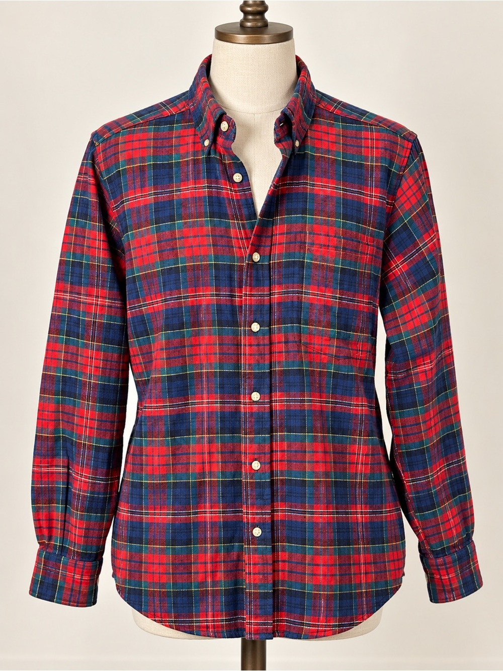 Pendleton Vintage Red Navy Tartan Plaid Flannel Button Down wool Shirt Xl